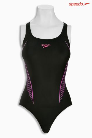 Black & Pink Speedo&reg; Samba Swimsuit